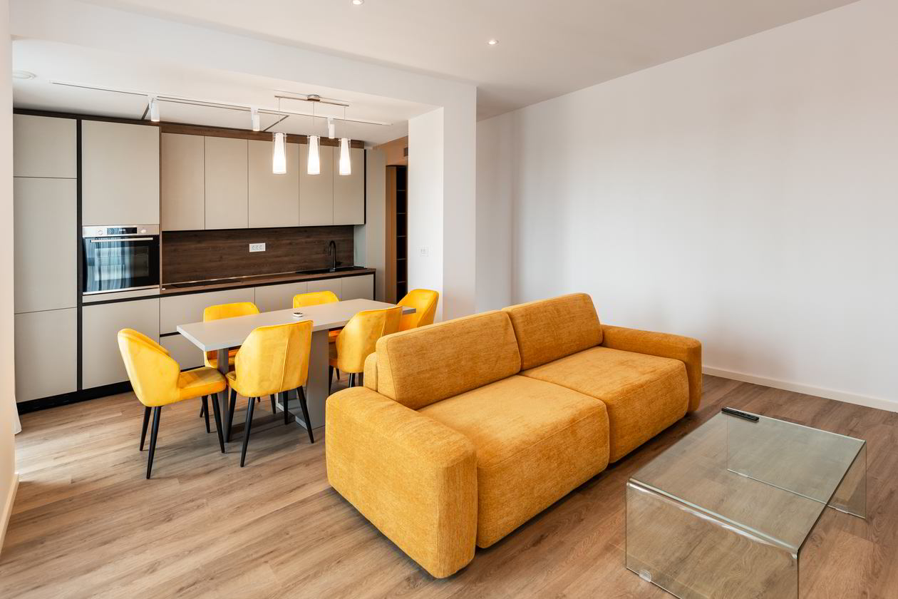 Mobila Bucatarie pe un perete, unita cu Living-Room, L 400 x H 240cm, Realizat 15 Aprilie 2024 COD.19735