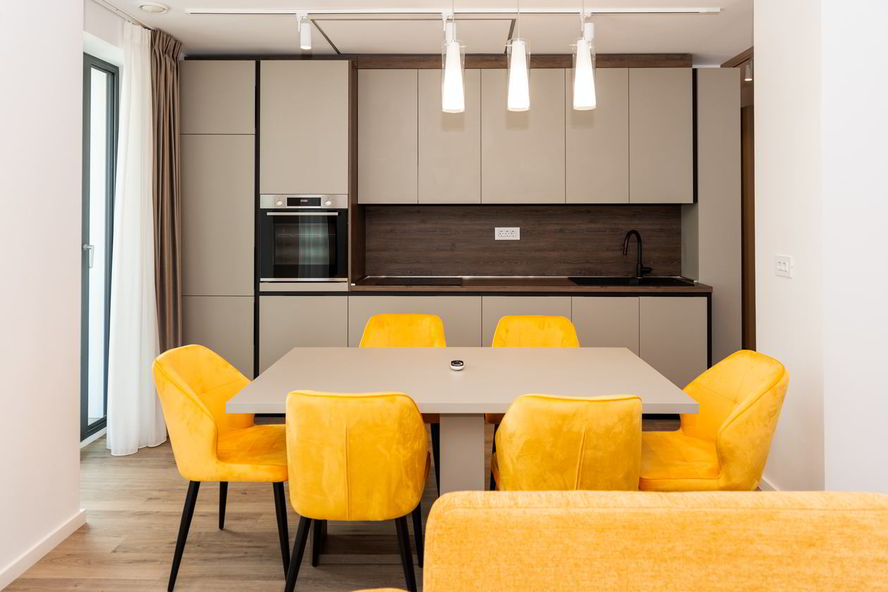 Mobila Bucatarie pe un perete, unita cu Living-Room, L 400 x H 240cm, Realizat 15 Aprilie 2024 COD.19735