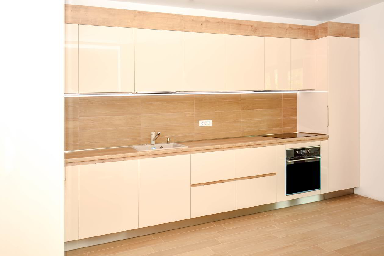 Proiect mobilare Bucatarie pe colt, fara manere, 17m², L 695 x H 248cm, realizat 06 Iunie 2017 COD.3633