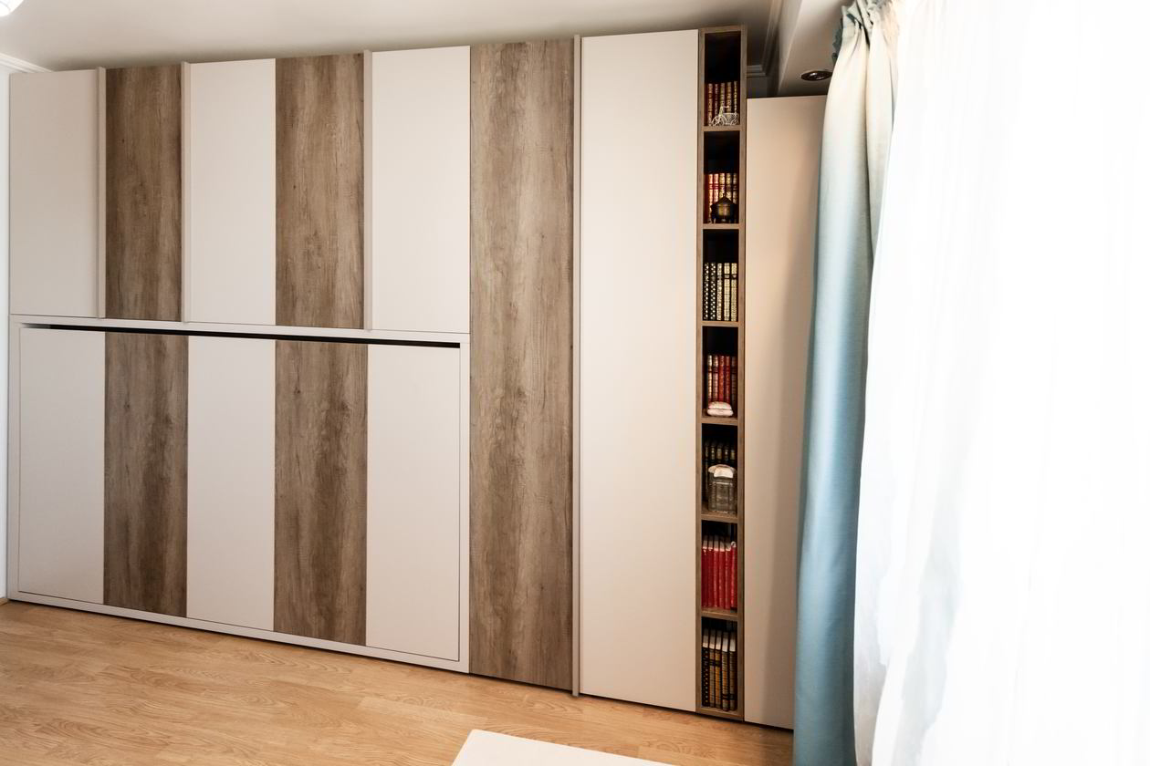 Proiect mobila Camera junior cu pat rabatabil orizontal, placare perete, 11m² — foto 4 din 7