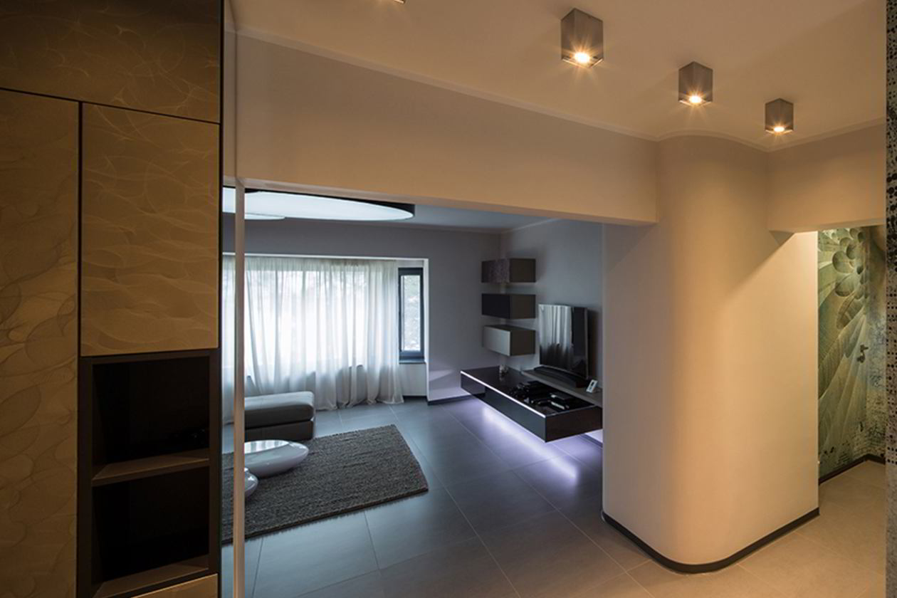 Proiect mobila Hol in Open Space, unit cu Living-Room, cu dulap, sistem inchidere cu usi batante, 3m², realizat 16 Octombrie 2015 COD.5528