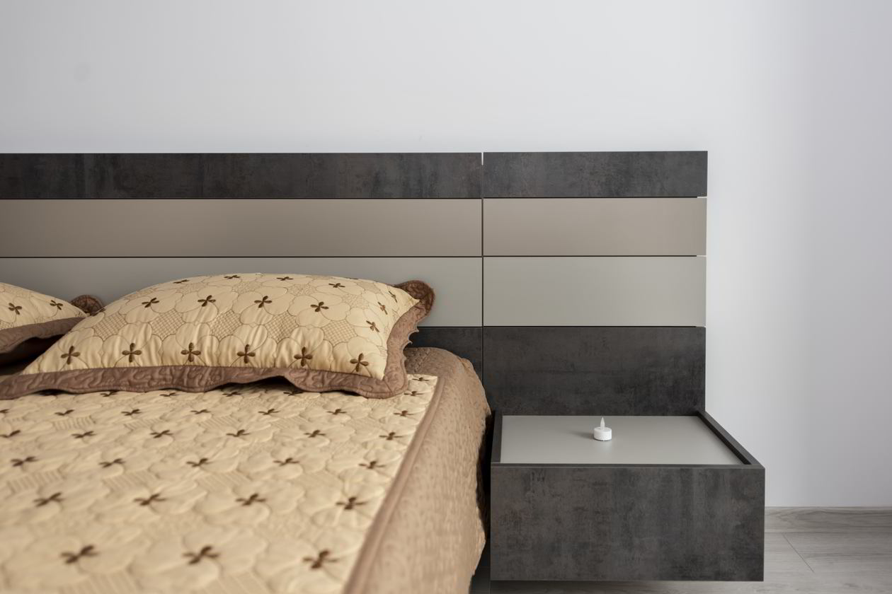 Proiect mobila Dormitor matrimonial, cu pat central, dulap, 10m², realizat 06 Noiembrie 2019 COD.6535