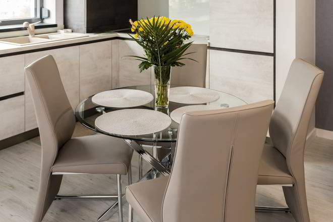 Mobila Bucatarie fara manere, pe doi pereti, pe colt, unita cu Living-Room si Hol, 10m², L 572 x H 241cm — foto 7 din 7