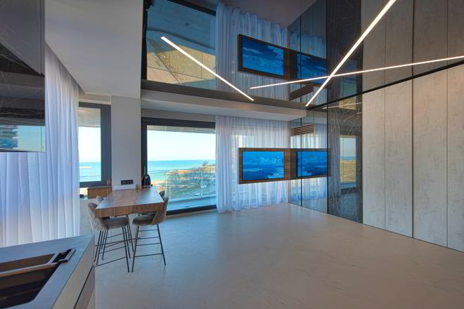 Mobila Living unit cu Bucatarie si Hol, amplasata pe doi pereti, pana in tavan — foto 2 din 7