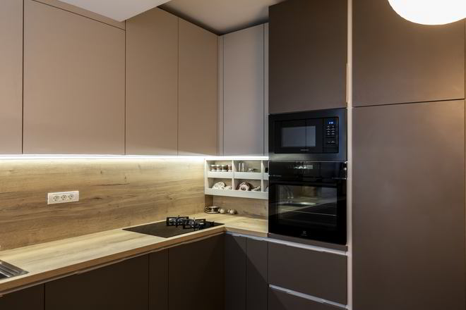 Mobila Bucatarie pe patru pereti, fara manere, unita cu Living-Room, L 917 x H 270cm — foto 5 din 7