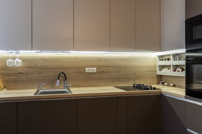 Mobila Bucatarie pe patru pereti, fara manere, unita cu Living-Room, L 917 x H 270cm — foto 7 din 7