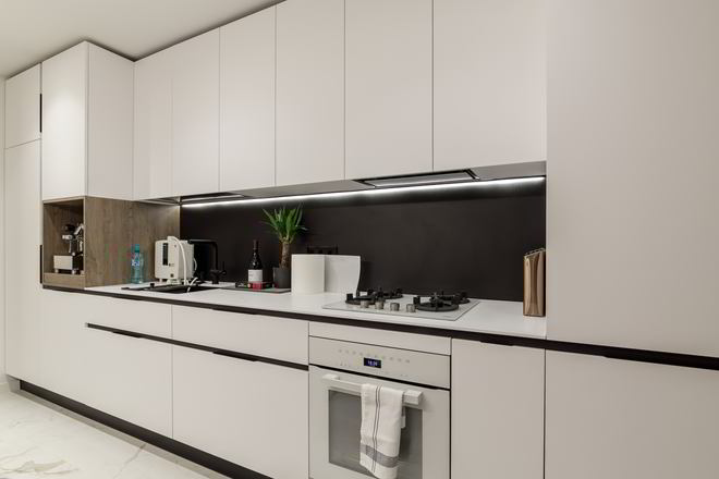 Mobila Bucatarie cu insula, cu masa integrata extensibila, unita cu Living-Room, cu zona Dining, L 970 x H 250cm — foto 7 din 7